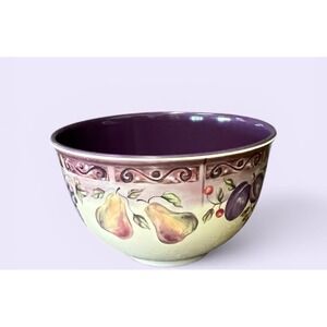 JC Penny Home Collection Multi Fruit Purple Melamine Huge Serving Bowl Spaghetti